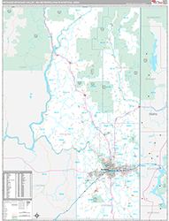 Spokane-Spokane Valley Metro Area Wall Map Premium Style 2026
